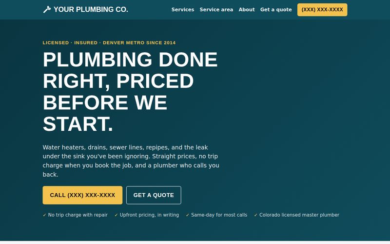 Plumbing company demo screenshot